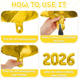 40in 2026 Gold Foil Number Balloons Happy New Year Party Decorations