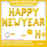 16 Inch Gold Happy New Year 2025 Balloons Party Supplies