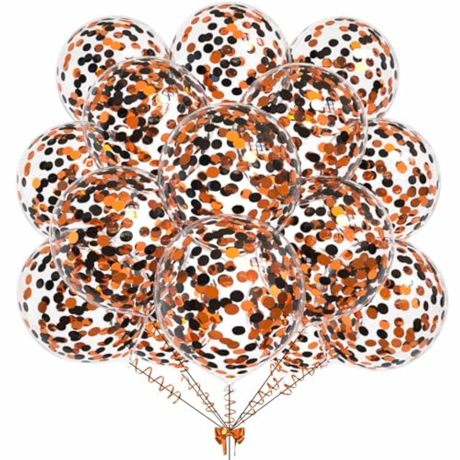 50Pc Halloween Balloons – 12" Orange & Black Latex with Confetti