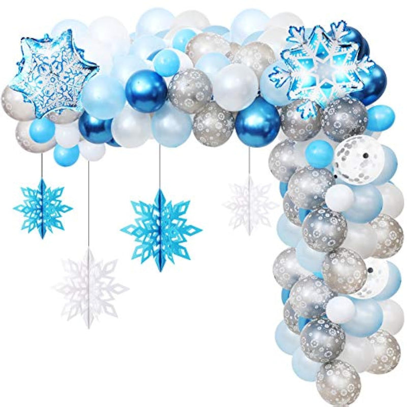 76 Pieces Snowflake Balloon Garland Arch Kit Winter Wonderland Decorat