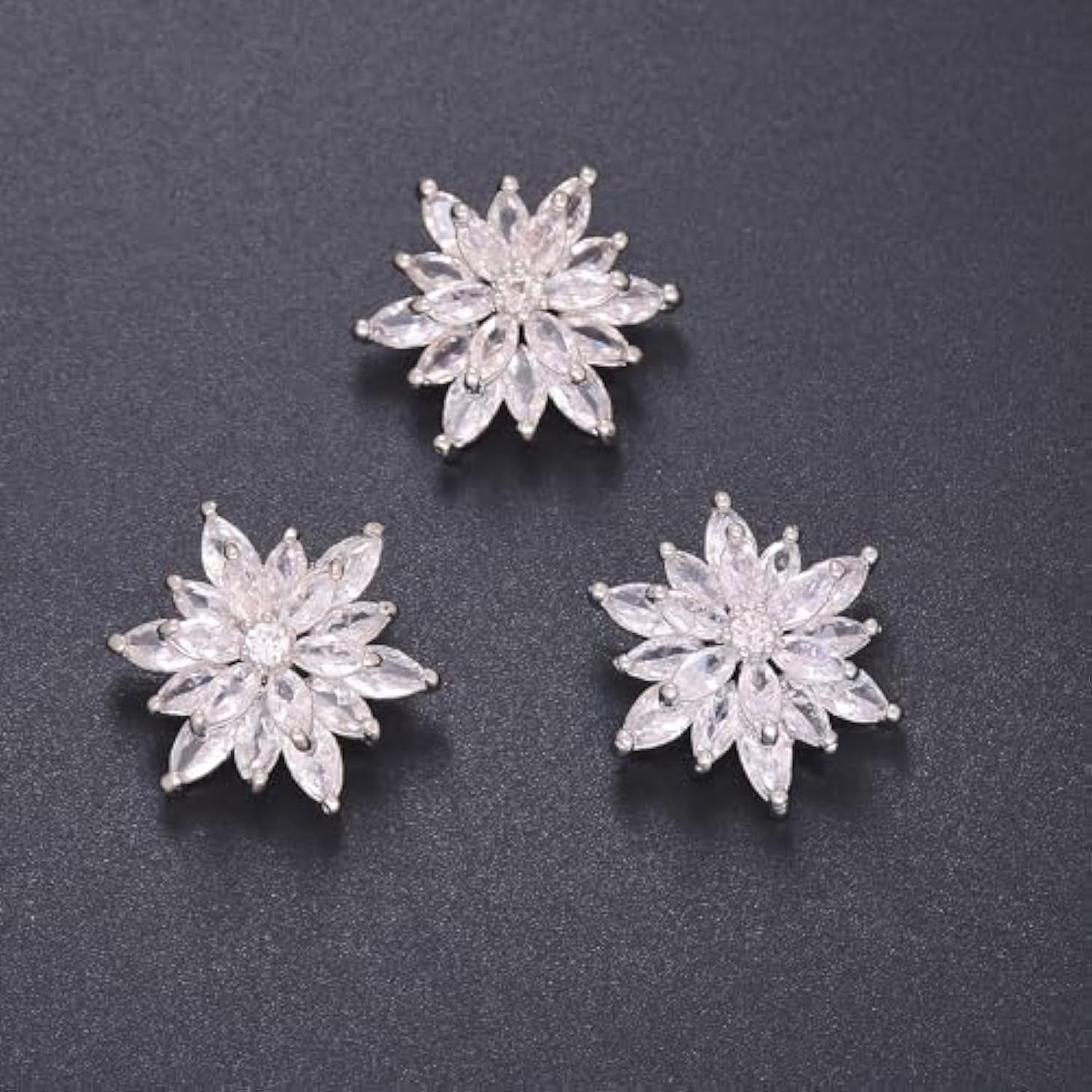 4 Pcs Zircon Sliver Rhinestone Buttons Crystal Embellishments Sew On C