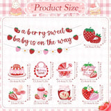 11pcs Strawberry Baby Shower Decor – Sweet Baby Banners & Hanging Swirls Set