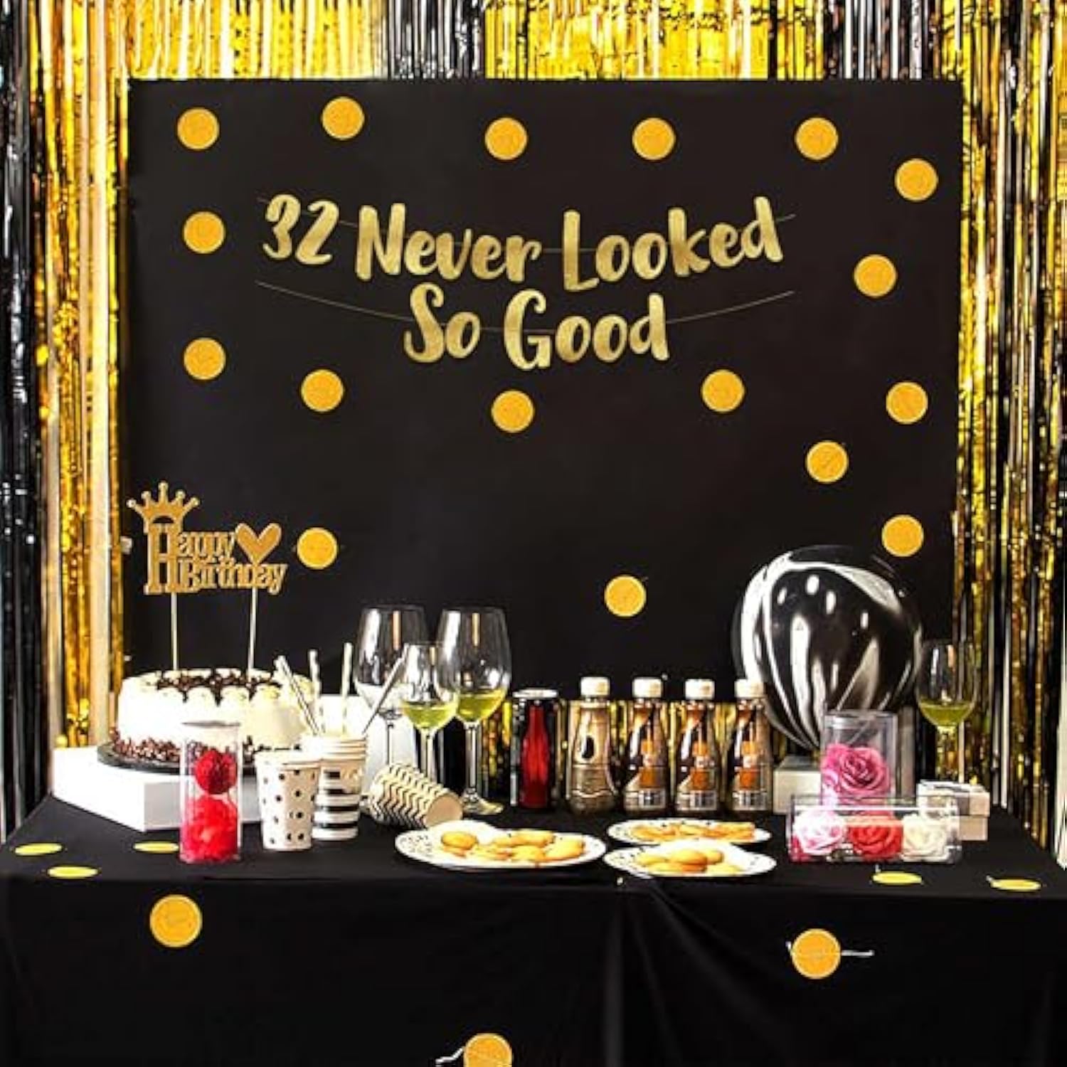32 Never Looked So Good Gold Glitter Banner - 32Nd Anniversary And Birthday Party Decorations