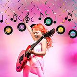 24 Pieces Musical Note Record Hanging Swirls Record And Music Wall Decor Sign With Hanging Swirls Ceiling Decorations For 50'S Theme Music Party Supplies Favors