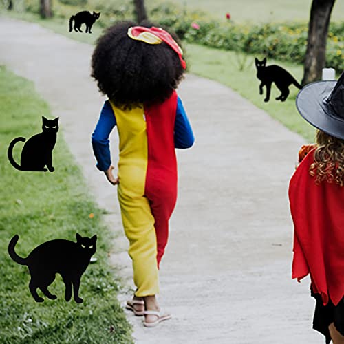 6 Pack Halloween Black Cat Yard Signs with Stakes Scary Silhouette Halloween Decorations for Outdoor Yard Lawn Garden Halloween Decor