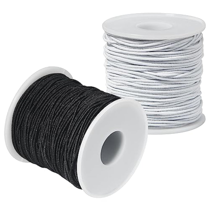 Elastic String For Bracelets Making - 2 Rolls 1.2Mm Bracelet String Elastic Total 109 Yards, Sturdy Stretchy Cord For Jewelry Making, Necklaces (Black And White)
