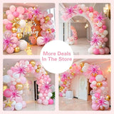 137Pcs Pink And Gold Balloons Garland Arch Kit With Stars - 5 10 12 18 Inch Light Pink White Gold Latex Balloons For Birthday Baby Shower Bridal Shower Wedding Valentine’S Party Decorations