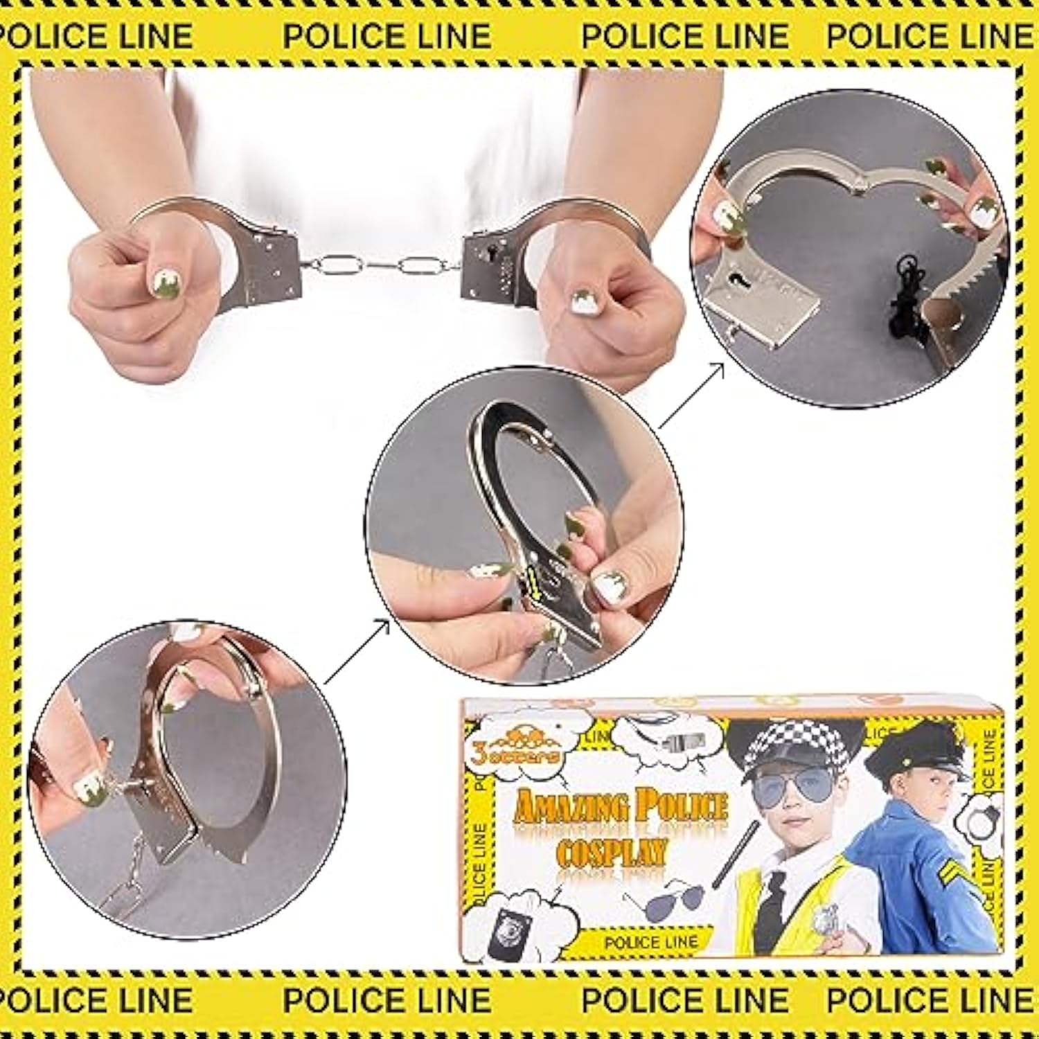 9Pcs Police Pretend Play Toy Set, Police Accessories For Kids Include Badge, Handcuffs, Walkie, And More For Dress Up Party, Role-Playing, Christmas Gift For Kids 3-8