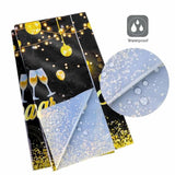 3 Pcs 2026 New Year Table Covers Black Gold Plastic 108x54 Inch for Party Decor