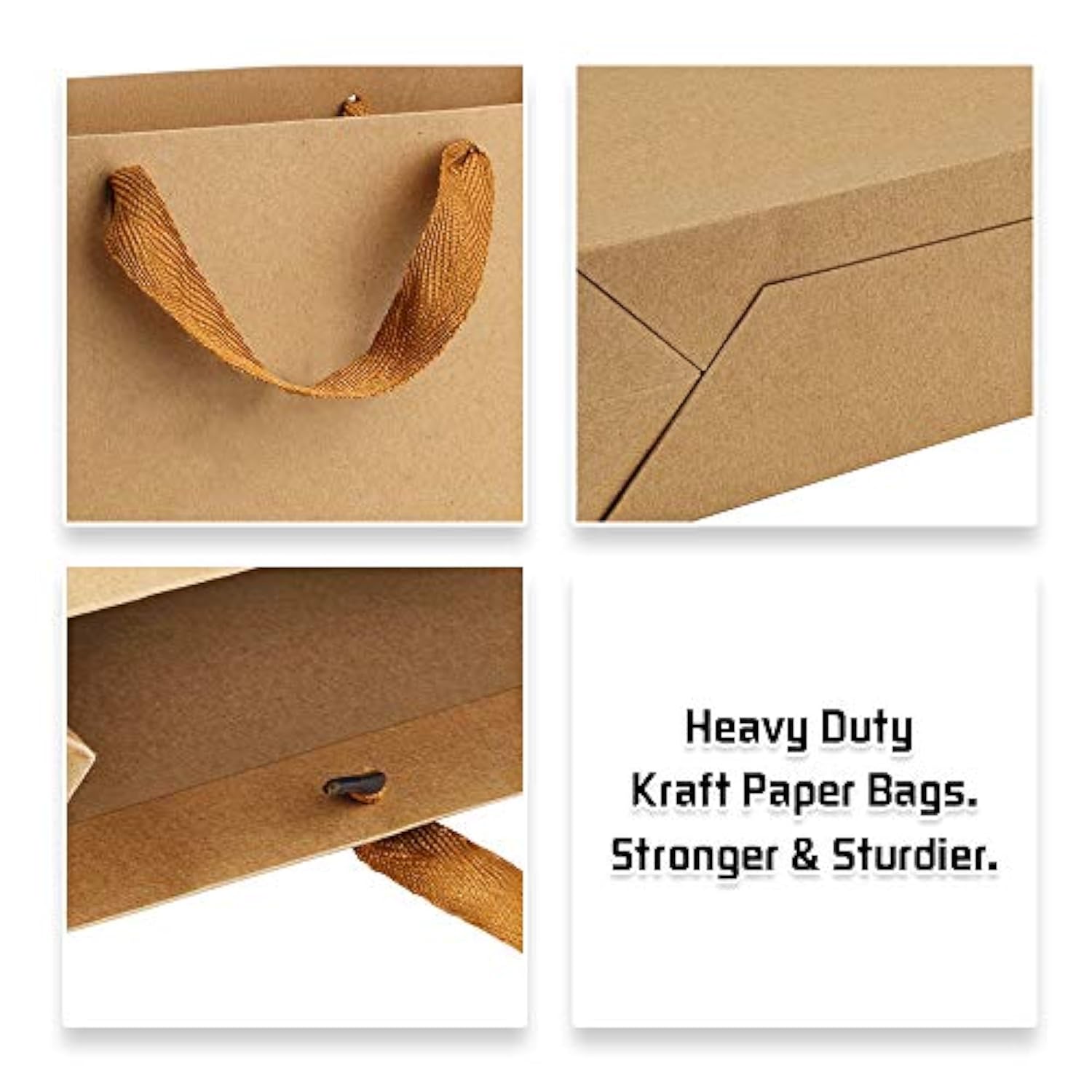 Gift Paper Bags 10.6X3.1X8.3 Gift Bags 50Pcs Heavy Duty Kraft Brown Paper Bags With Handles Soft Cloth, Party Favor Bags Shopping Bags Retail Merchandise Bags Wedding Party Gift Bags