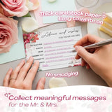 Advice And Wishes For The Mr And Mrs – 50 Double-Sided Wedding Advice Cards With Wooden Box & Easel, Bridal Shower Decorations, Games For Bride And Groom, Reception Guest Book Alternative, Best Wishes