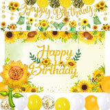 Sunflower Birthday Secorations Sunflower Party Decorations With Sunflower Garland, Sunflower Balloons, Sunflower Backdrop, Pompoms, Sunflower Birthday Banner, Party Supplies For Women And Girls