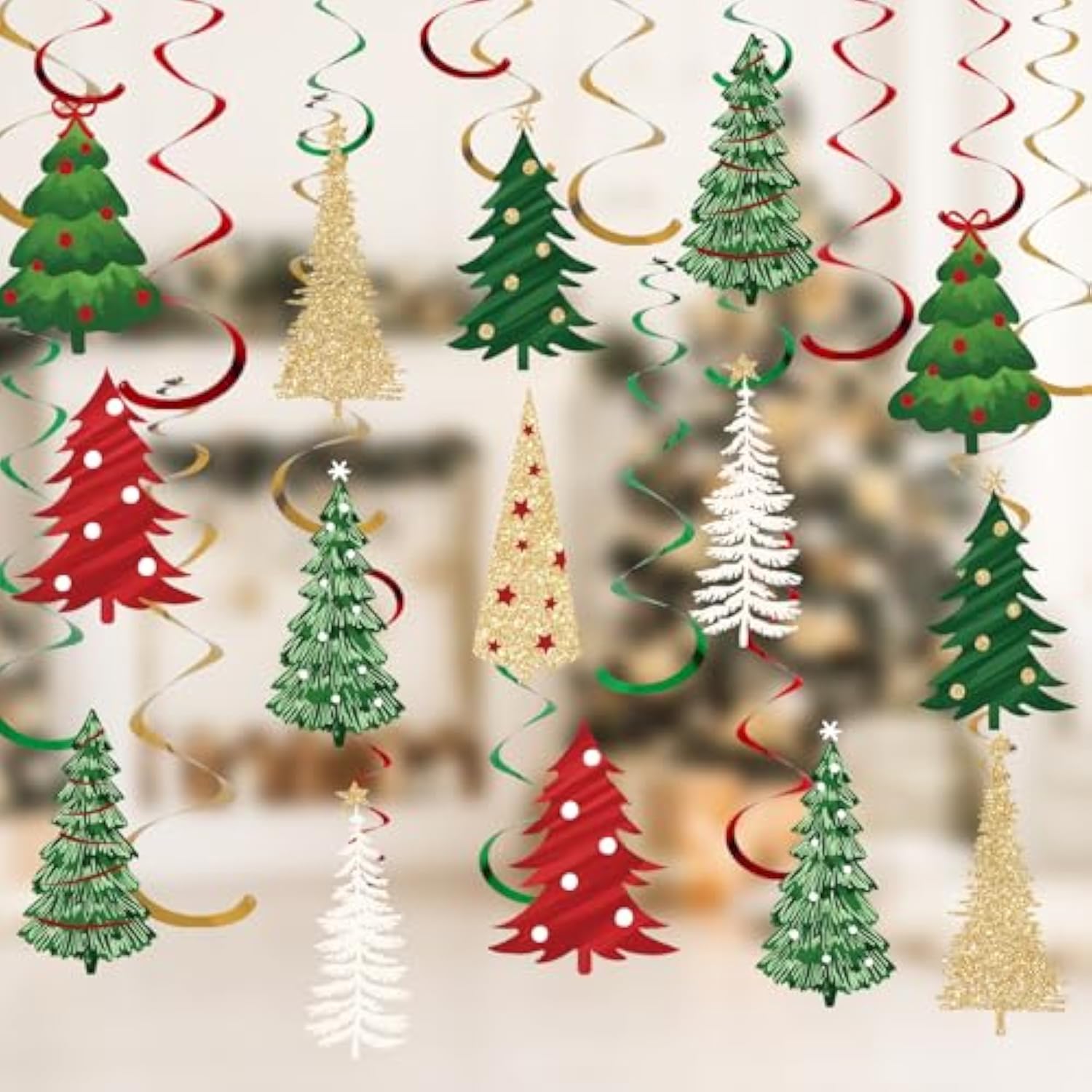 32-Piece Christmas Tree Hanging Swirl Decorations for Party and Home