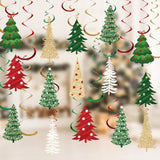 32-Piece Christmas Tree Hanging Swirl Decorations for Party and Home