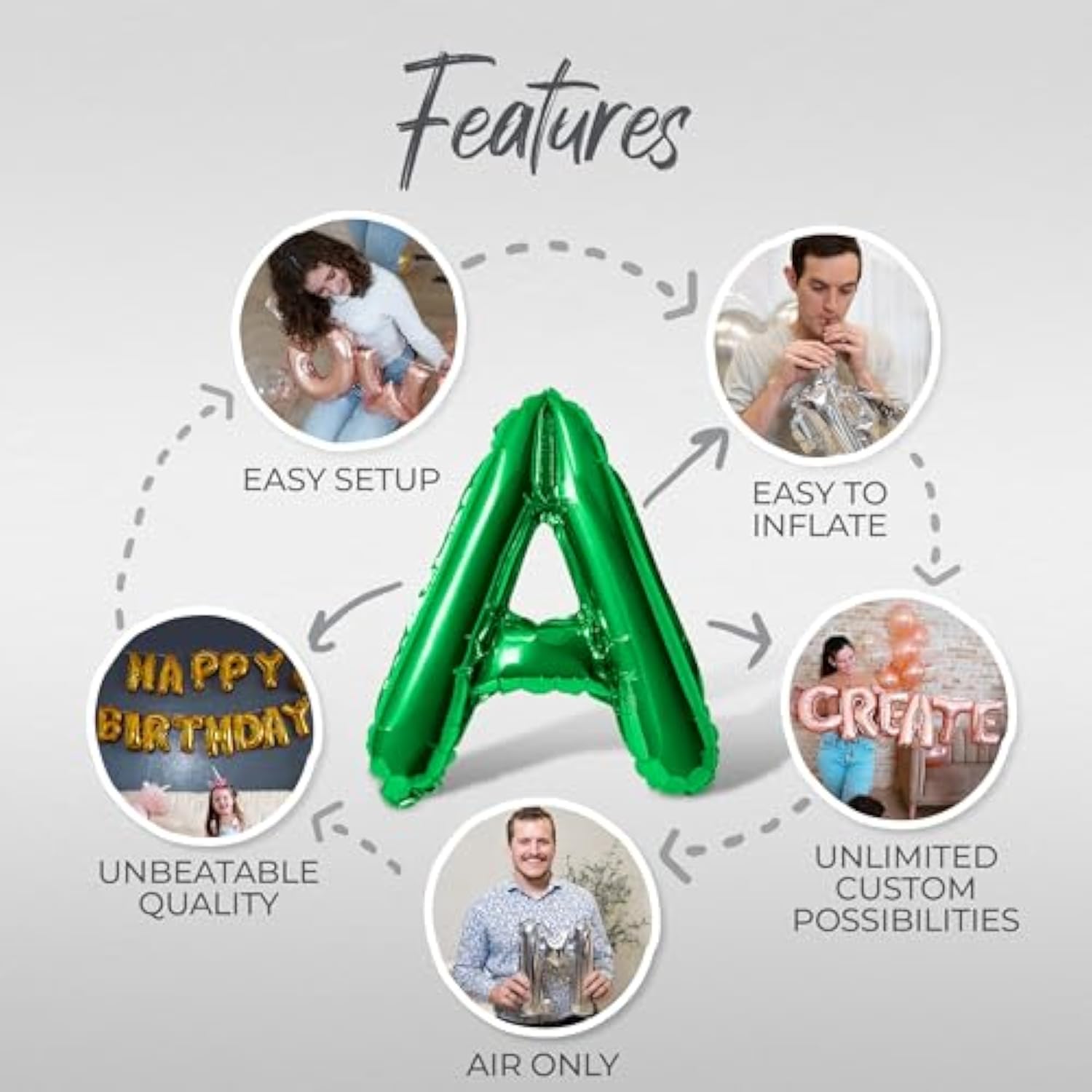 Letter Balloons - Spring Fling 16" Inch Alphabet Letters Foil Mylar Balloon Spring Fling Party Banner (Green)