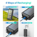 Solar Charger Power Bank, 45800Mah Portable Phone Charger With Usb C In/Output, 5V3.1A Qc 3.0 Fast Charging For Cellphone, External Battery Pack Compatible With Iphone Samsung Google Etc