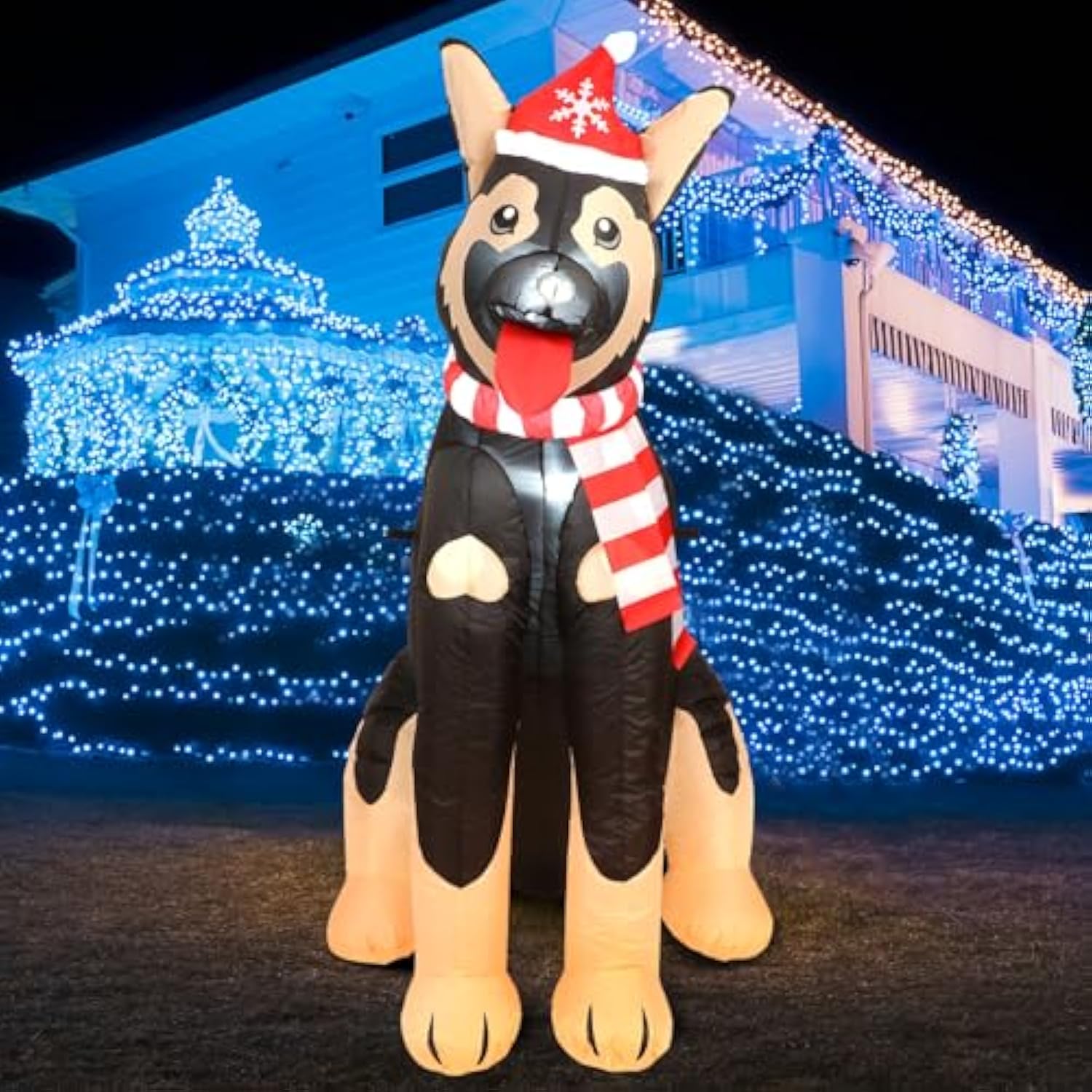 5 Ft Inflatable German Shepherd Christmas Decoration 2025 Blow Up Yard Outdoor Dog Decoration Christmas Inflatable Germa