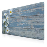 Computer Desk Mat Mouse Pad, Big Non-Slip Rubber Base Mousepad For Pc, Work, Game, Office, Home - 35.4 X 15.7 Inch - Daisy Flowers On Old Wooden