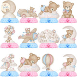 Gender Reveal Party Decorations, Blue Pink Bear Honeycomb Centerpieces, Baby Shower Table Decorations, What Will Baby Be Bear Theme Party Supplies