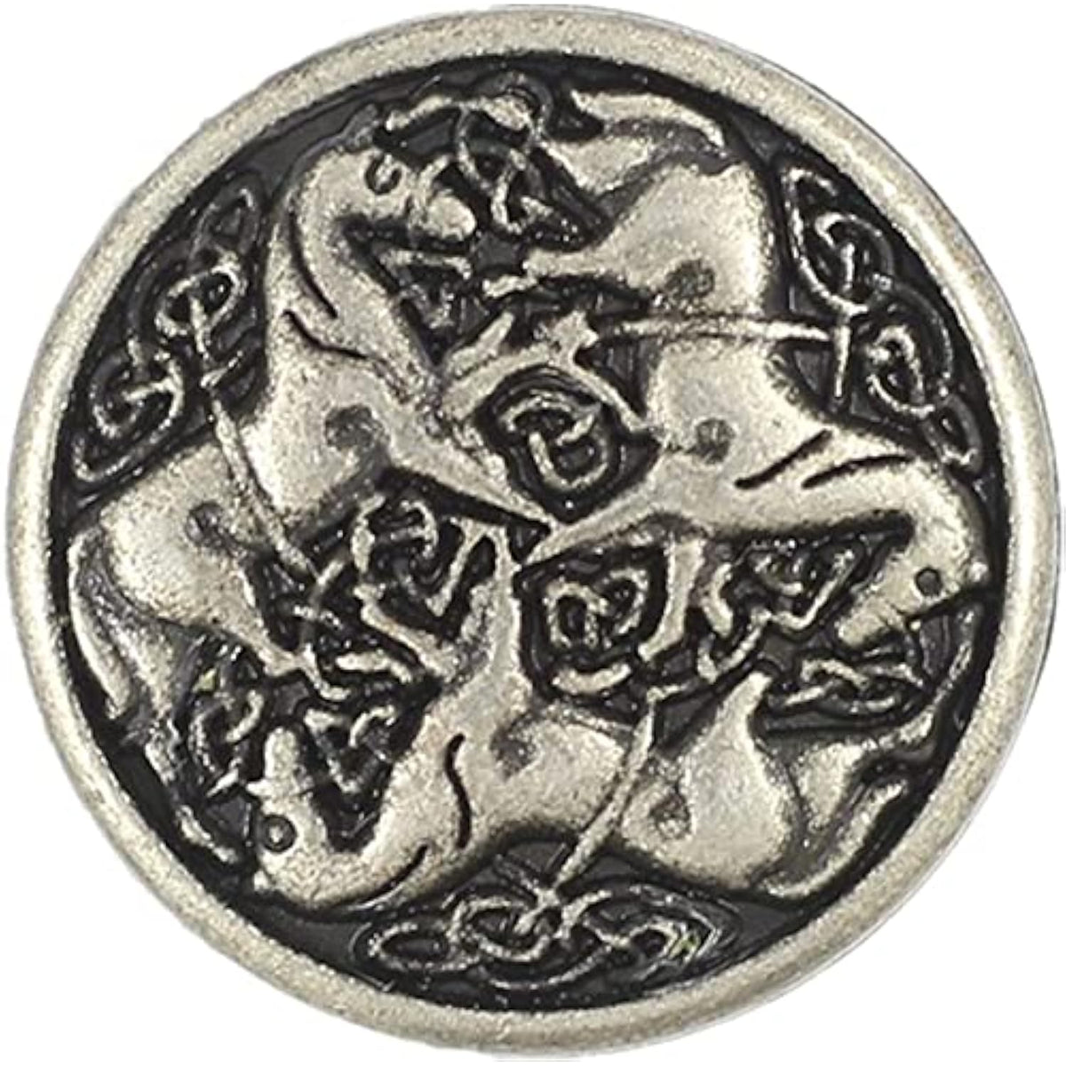 12 Pieces Celtic Horses Metal Shank Buttons. 18Mm (11/16) (Antique Sil