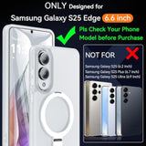 For Samsung Galaxy S25 Edge Case With Stand, Magnetic Case For Magsafe With Screen Protector Matte Translucent Cover With Kickstand & Ring Holder For Galaxy S25 Edge, White