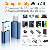 Usb To Usb C Adapter 4 Pack,?2*Type C Female To A Male Charger Converter?&?2*Usb C Male To Usb Female? Otg Adapter For Apple Watch Ultra 8 9,Iphone 15 Pro Max 14 13 12,Airpods - Blue/Black