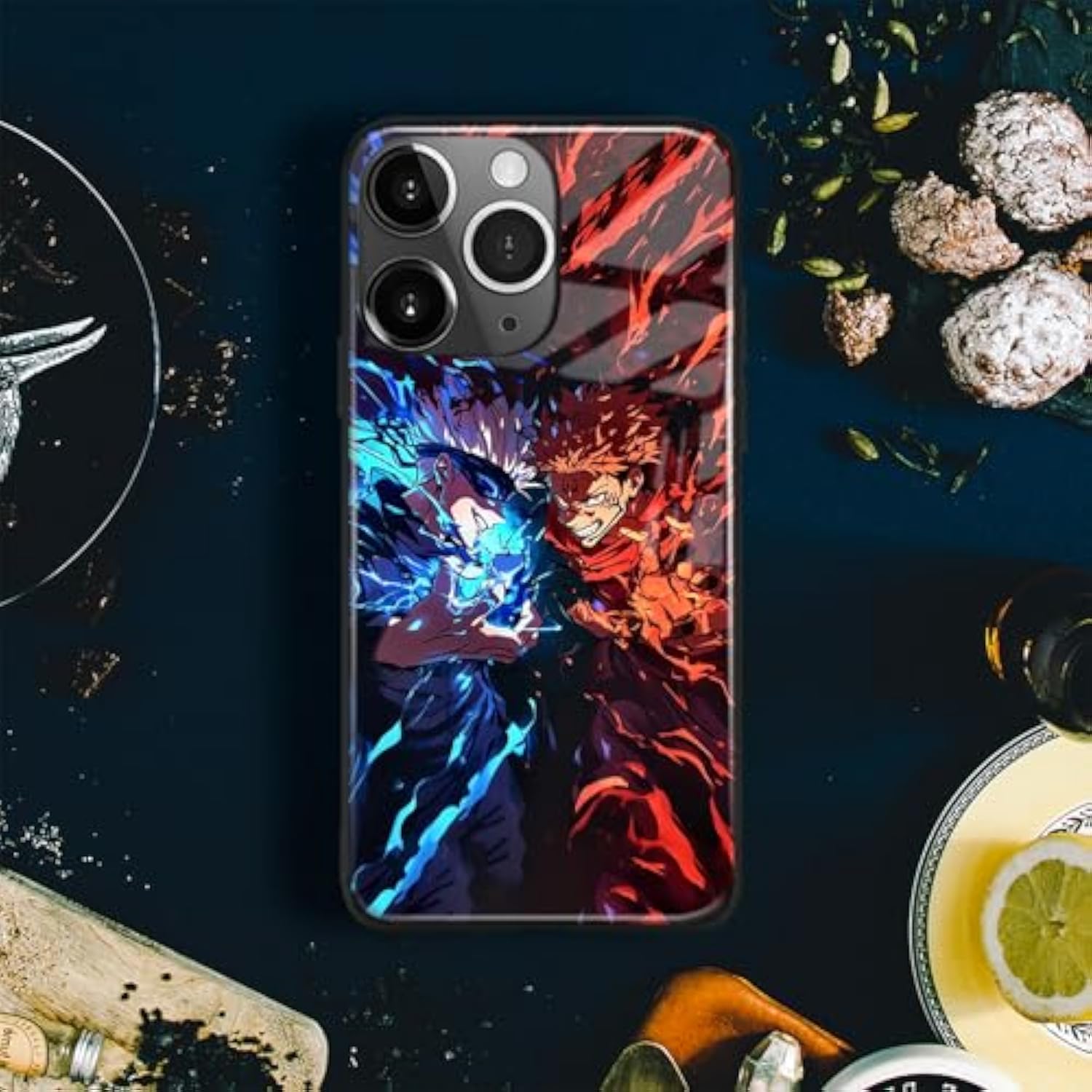 Satoru Vs. Yuji Sukuna Jjk Tempered Glass Glossy Anime Phone Case - Soft Silicone Protection Shell, Manga Character Design For Iphone 15