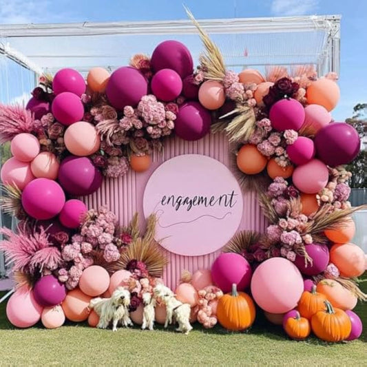 Hot Pink Balloon Arch Kit Pink Peach Balloon Garland Latex Different Sizes Magenta Balloons Set For Tropical Summer Birthday Baby Bridal Shower Princess Fiesta Boho Party Decoration