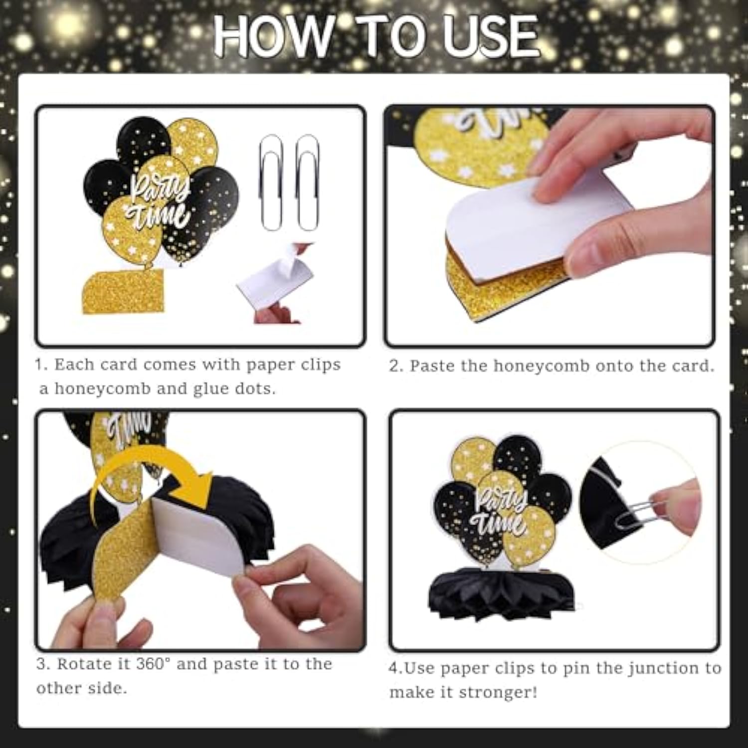 9Pcs Black Gold 50th Birthday Centerpieces – Vintage Table Decorations for Men & Women Party