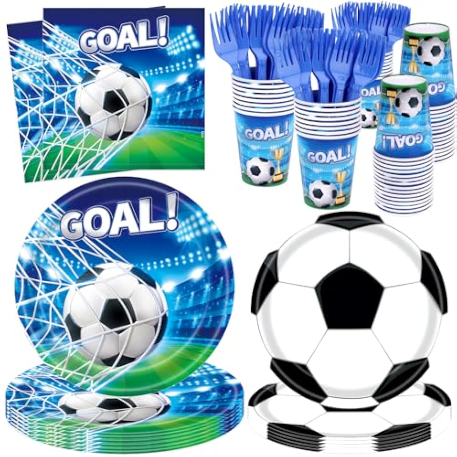 Soccer Party Decorations, 120Pcs Soccer Birthday Party Supplies-Serves 24 With Soccers Plates Cups And Napkins For Sports Boy'S Birthday Decorations