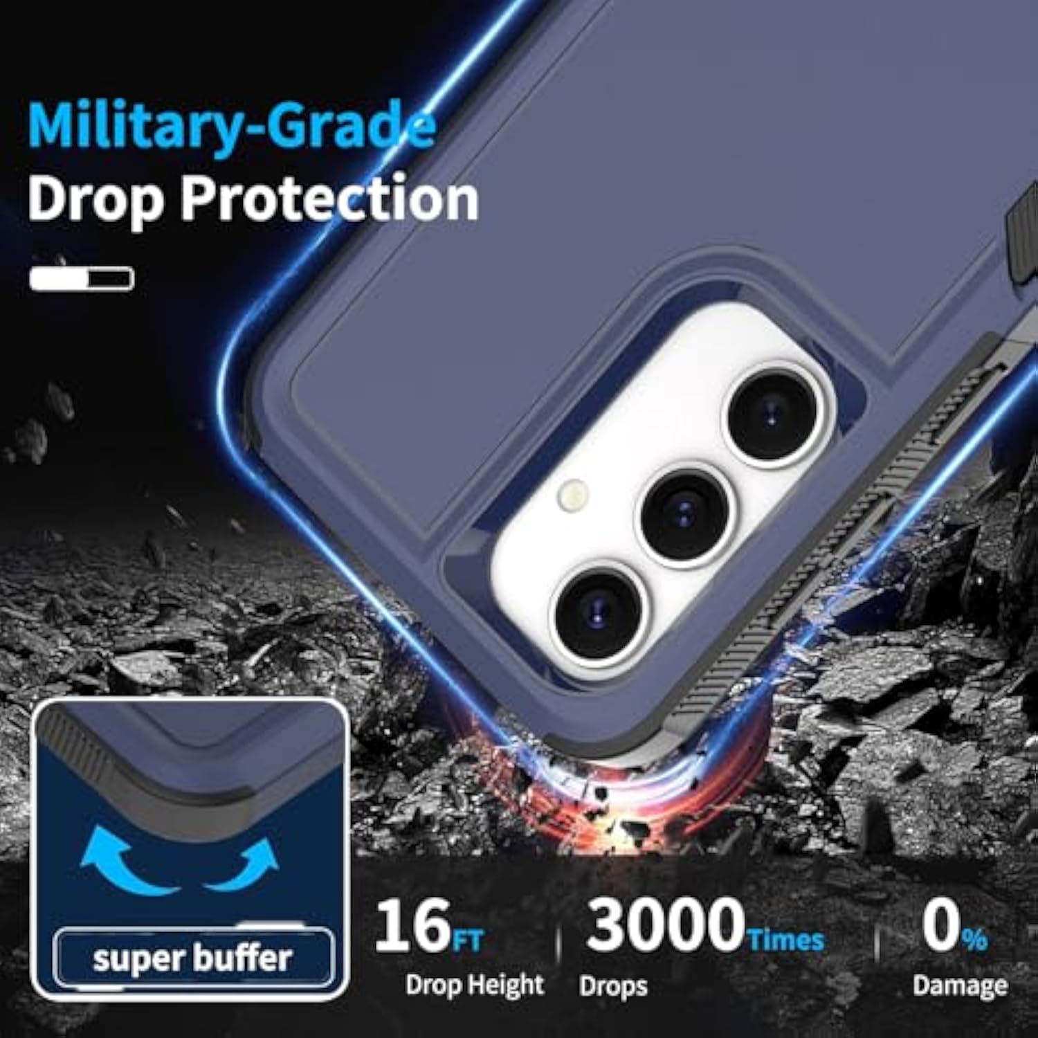 For Samsung Galaxy S25 Case,S25 Case,[Military Grade Drop Tested] With Hd Screen Protector,Dual Layer Protective Heavy Duty Cell Phone Cover Non-Slip Shockproof Rugged Case For Galaxy S25 (Blue)