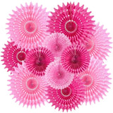 Hanging Honeycomb Paper Fans Hot Pink Party Decorations Fuchsia Pink Birthday Paper Decoration For Wedding Graduation Events Accessories - 12Pcs