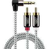 CableCreation 3.5mm to RCA Cable, Angle 3.5mm Male to 2RCA Male Auxiliary Ster