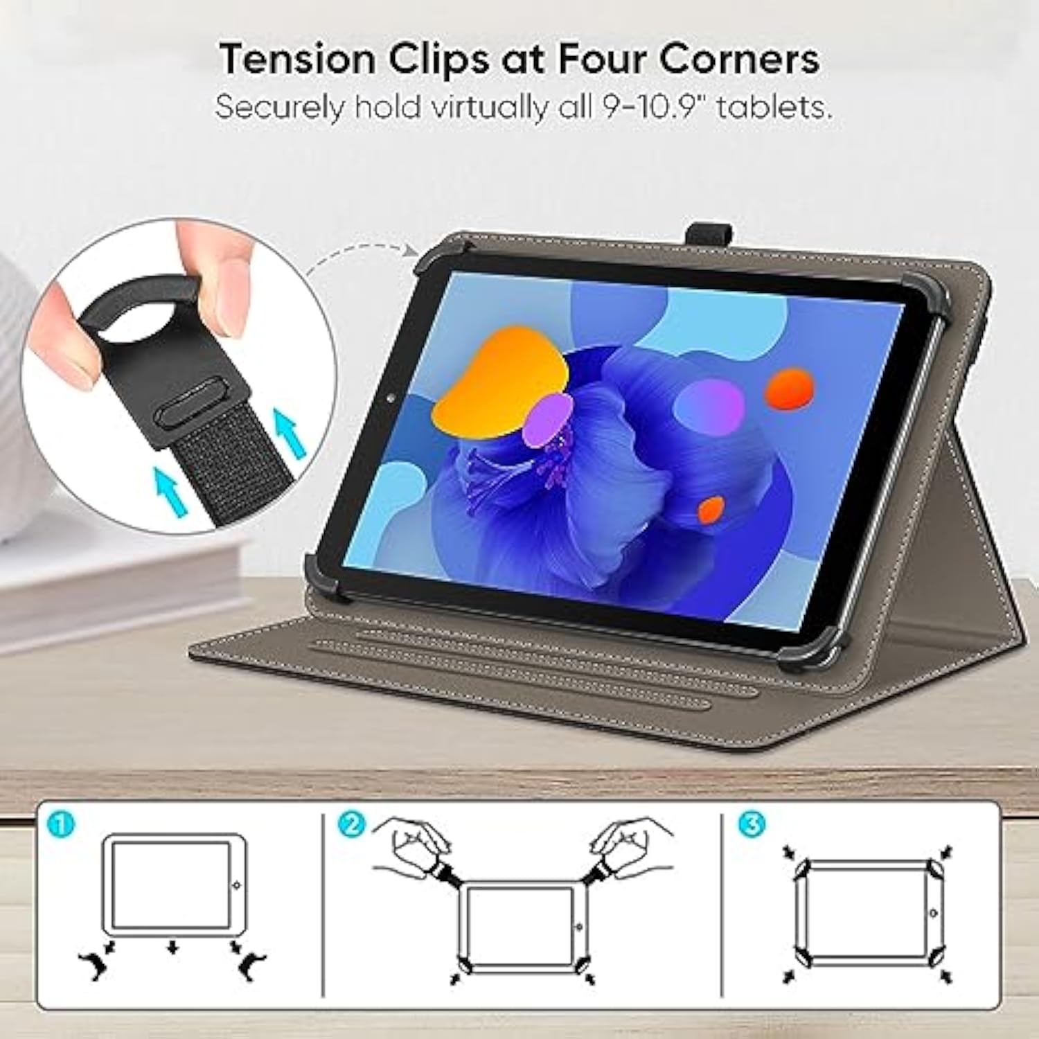 Fintie Universal Case For 911 Inch Tablet [Hands Free] Multiangle Viewing Stand Cover With Pocket For Urao C107, Ecopad, Coopers Cp10, Zzb Zb10, Teclast And More 9" 10" 11" Tablet, Black