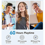 Headphones Wireless Bluetooth,60 Hours Playtime Foldable Lightweight Bluetooth Headphones Wireless Over Ear Wired Hifi Stereo With 6 Eq Modes, Deep Bass Adjustable Headset With Mic, Fm, Tf For Adults