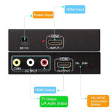 HDMI to RCA and AV 3RCA Converter Adapter, Support 1080P, PAL, NTSC for HD TV and Older TV (Black, Iron Shell)