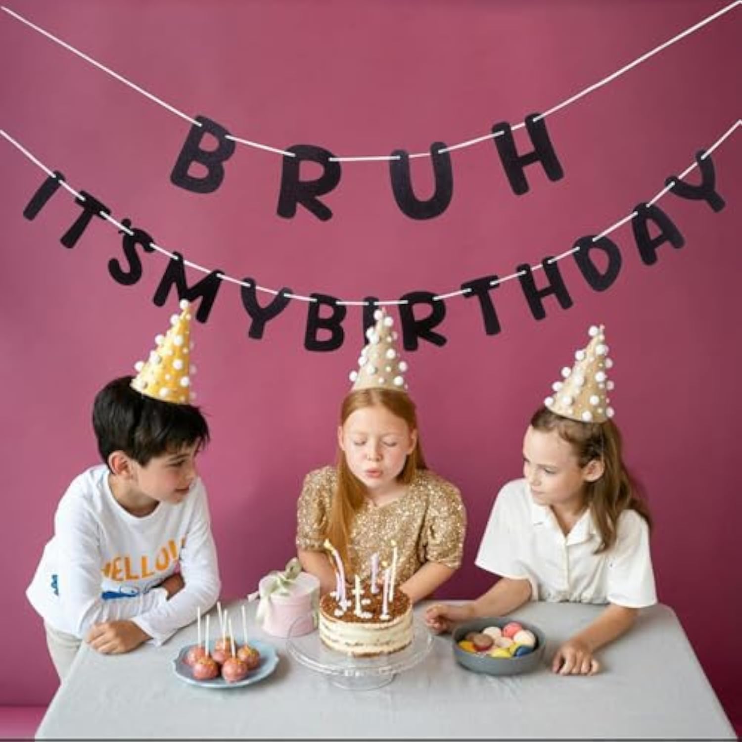 Bruh It's My Birthday Banner, Black Glitter for Teen Boys 12-15 Party