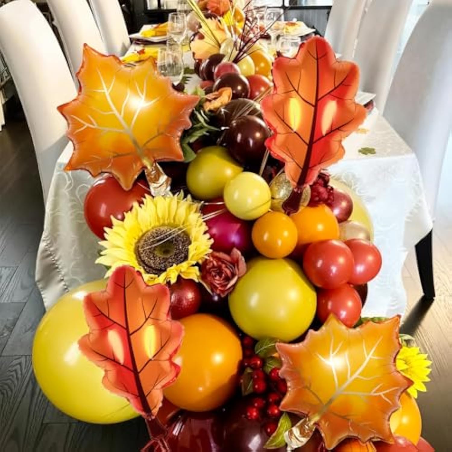 Thanksgiving Foil Balloons: Turkey, Maple Leaf, and Pumpkin Party Decor (Set of 9)