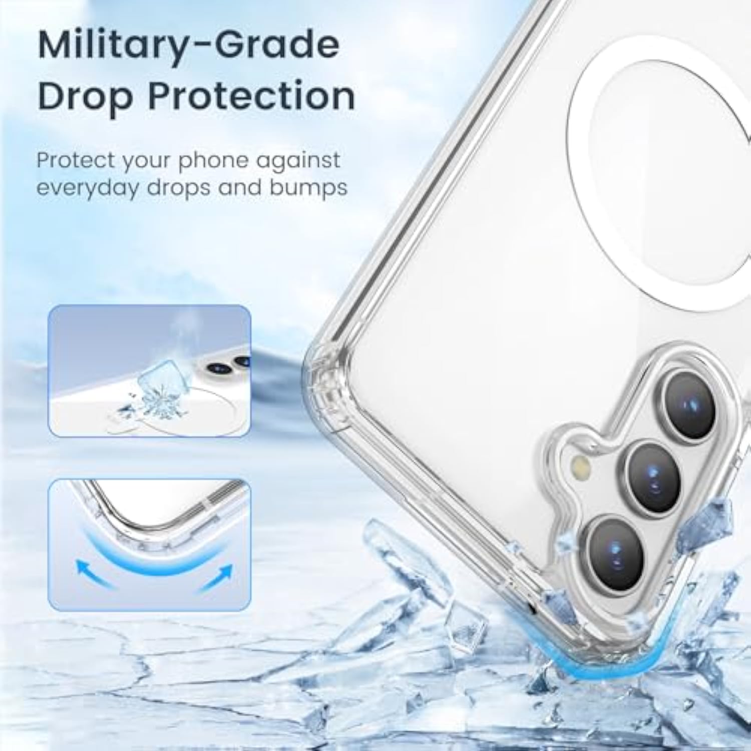 For Samsung Galaxy S25 Case Clear, [Wireless Charging][Anti-Yellowing][-Grade Protection] Shockproof Slim Magnetic Phone Sleeve Case For Samsung Galaxy S25, Transparent