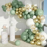 Balloon Garland Arch Kit – 146 Pcs Sage Green, White, Metallic Gold & Confetti Balloons For Baby Shower, Birthday, Gender Reveal, Wedding Party – Diy Kit By