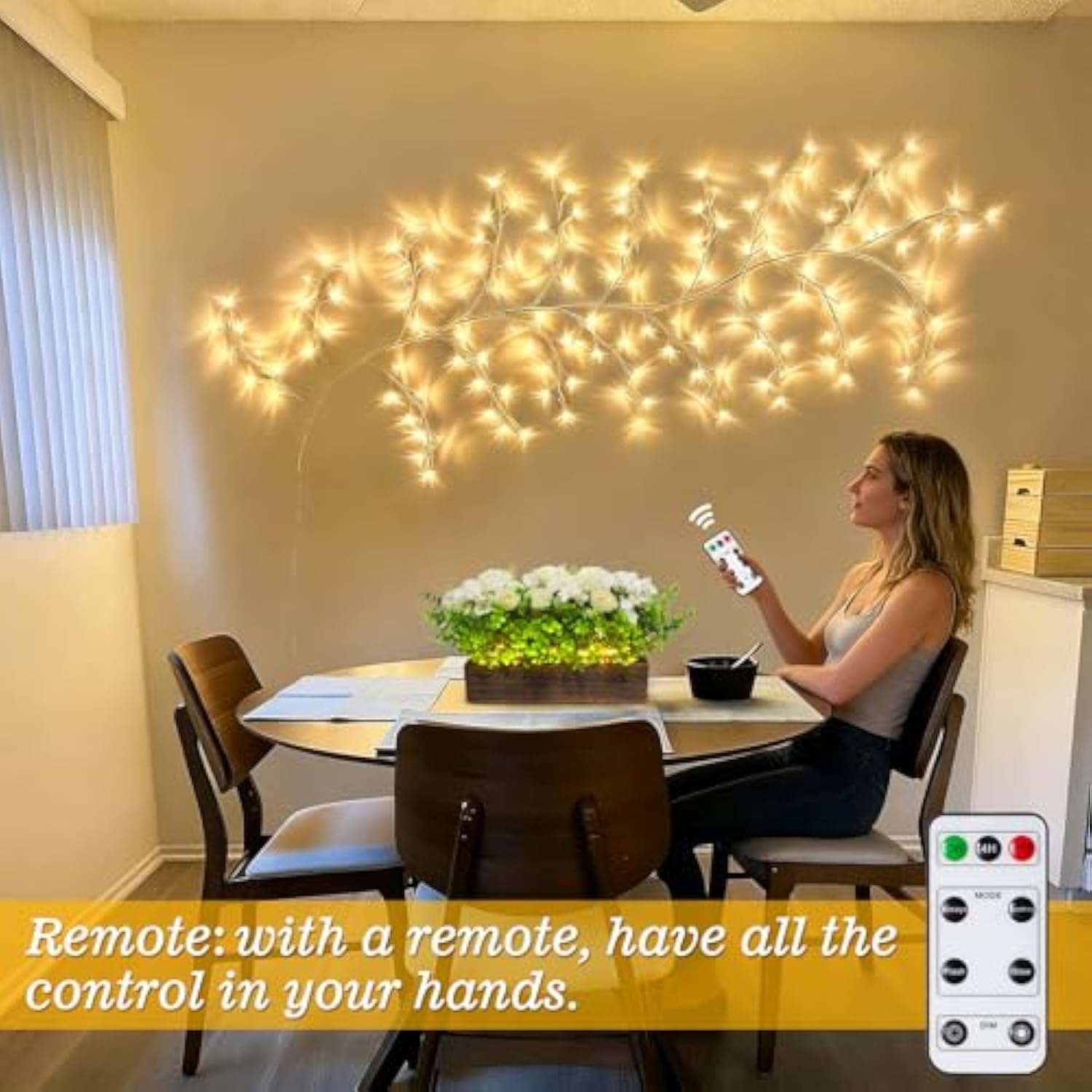 Willow Vine Lights With Remote For Wall: 7.5Ft Led Enchanted Vines Lights Diy White Birch Tree Light For Room And Home D