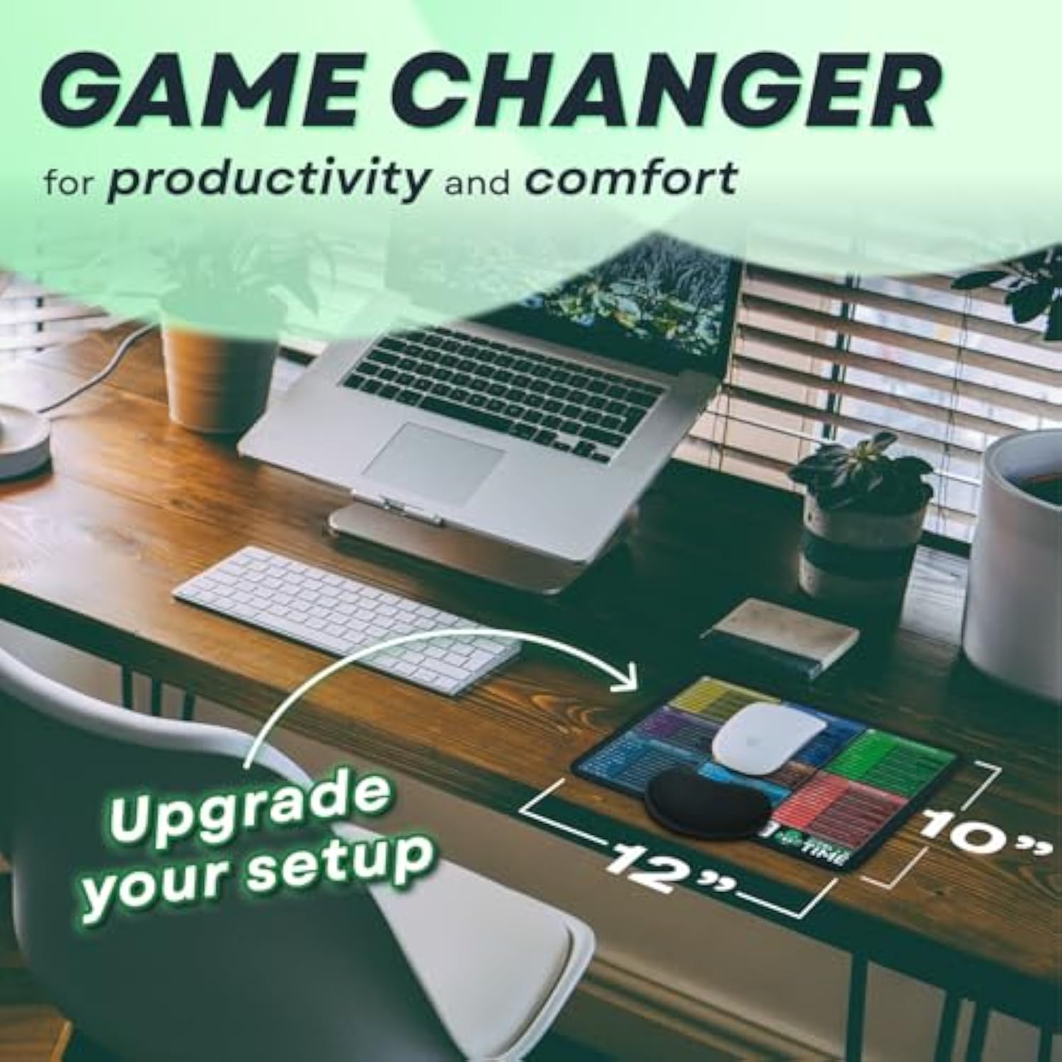 [Macos Compatible] Computer Shortcuts Mouse Pad For Macos - Wrist Rest Included. Portable Mousepad, Cheat Sheet Office, Gaming Commands, Pc Functions Deskmat Waterproof & Non-Slip Desk Pad [12” X 10”]