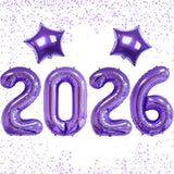 40-Inch Purple Number 2026 Balloons for New Year Party and Holiday Decor