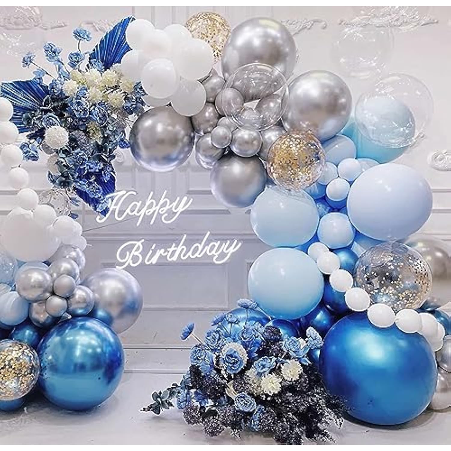36 Inch Giant Metallic Blue Balloons, 6 Pack Large Round Blue Latex Balloons For Anniversary, Birthday, Christmas, Wedding, Baby Shower Party Decorations