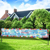 World Flags International Welcome Yard Banner Olympic Party Decorations 64 Countries Flag with 30 Languages Welcome Words Around the World Multicultural Decor Olympic Welcome Banner Yard Sign