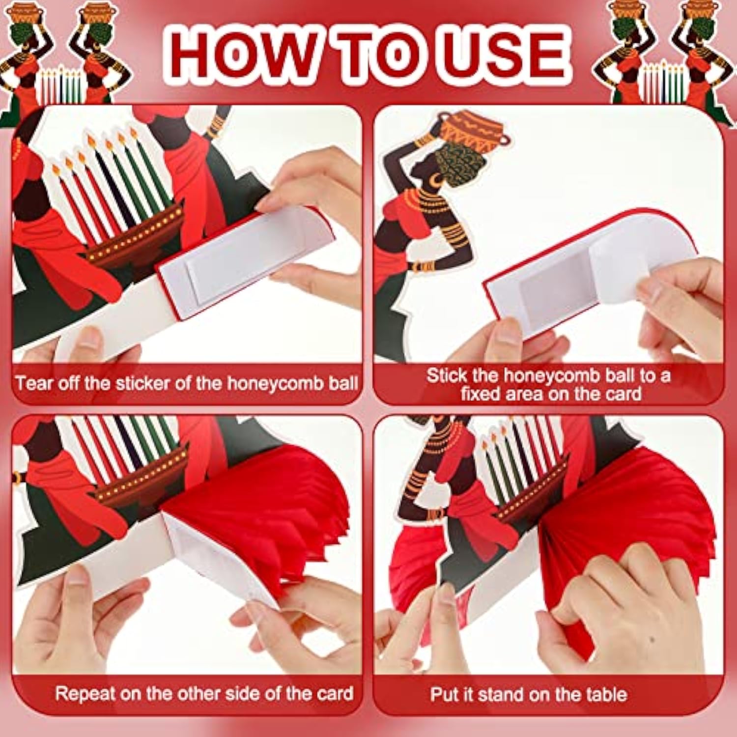 12 Pieces Kwanzaa Decoration Happy Kwanzaa Honeycomb Centerpieces Afri