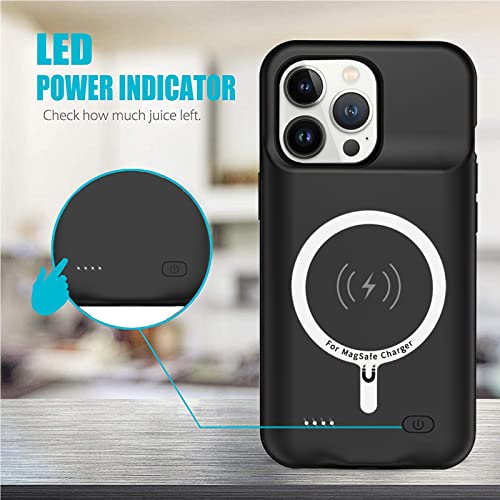 Battery Case for iPhone 13 Pro Max, Full Encircle 12000mAh High Capacity Rechargeable Portable Charger Case Extended Battery Compatible with iPhone