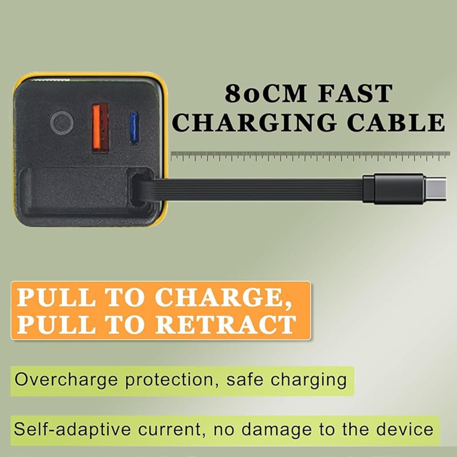 3 In 1 Charger,80 Watt All In One Charger Scalable 80W Max Fastcharger Module With Type-C Cable And 2 Usb Ports, For Phones,Tablets?Yellow?