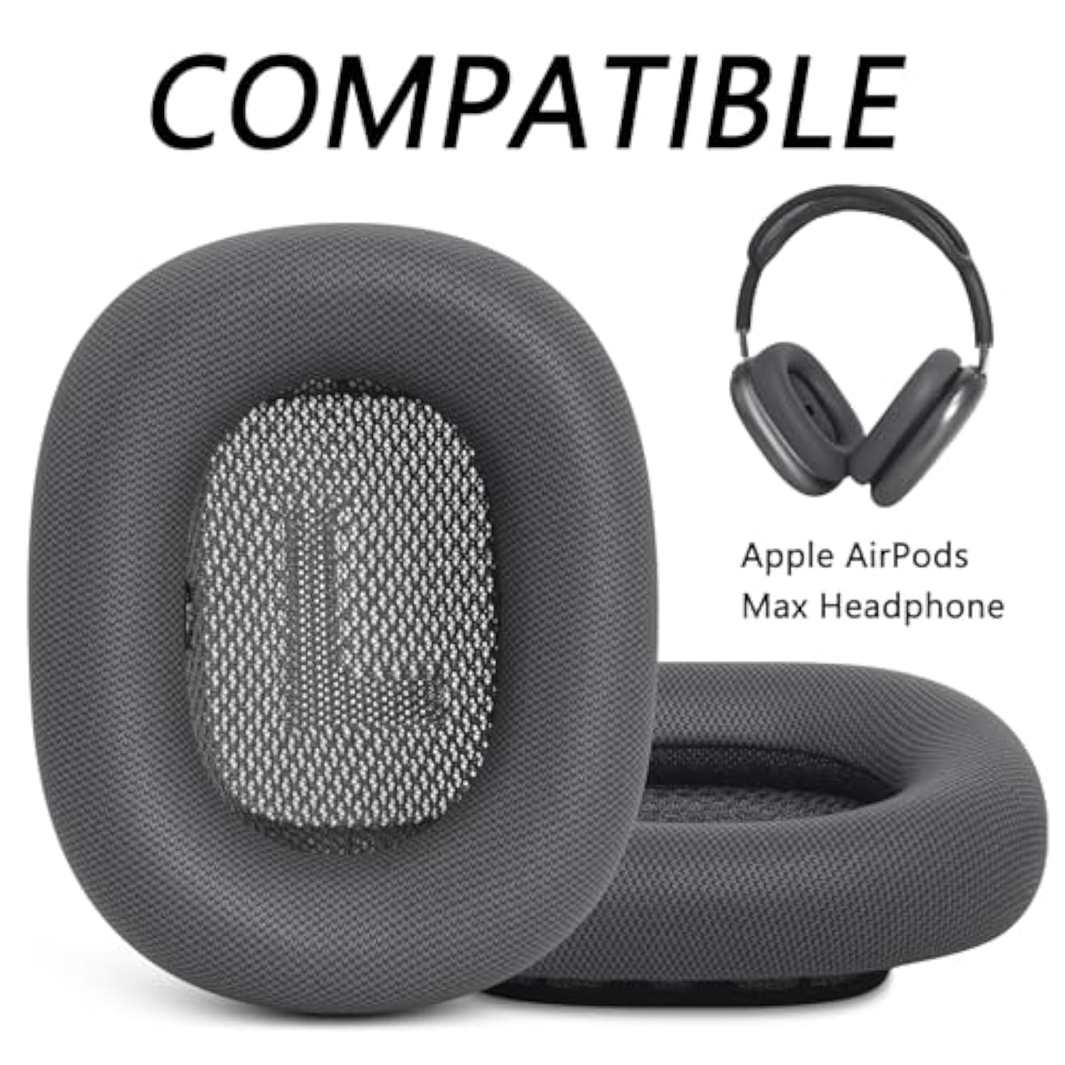 Premium Replacement Ear Cushions For Apple Airpods Max Headphone, Protein Leather Memory Foam Earpads With Excellent Noise Isolation (Black)