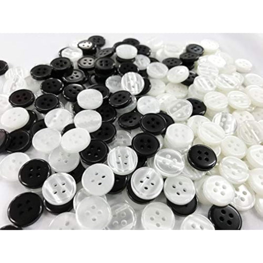 15Mm. Mix Colors Black,Off-White,Transparent 4 Holes Standard Shirt Bu